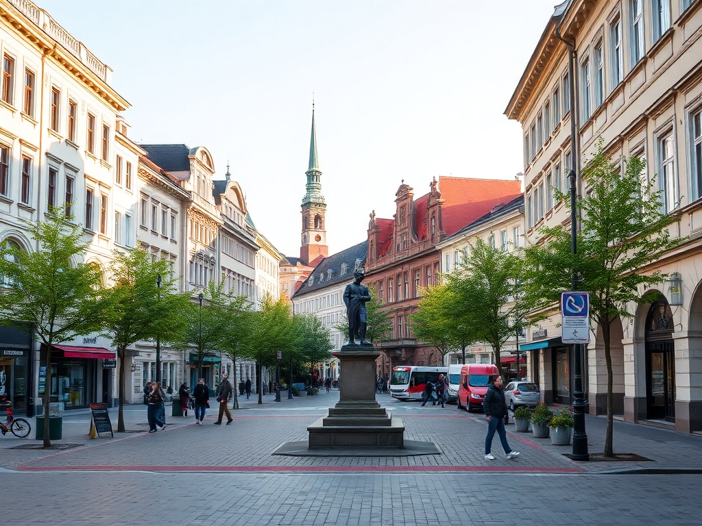 Ilustracja symbolizująca dynamiczne wydarzenia w Częstochowie: fragment stadionu piłkarskiego i zielone tereny rekreacyjne, nawiązująca do Częstochowa transfery i plany rekreacyjne.